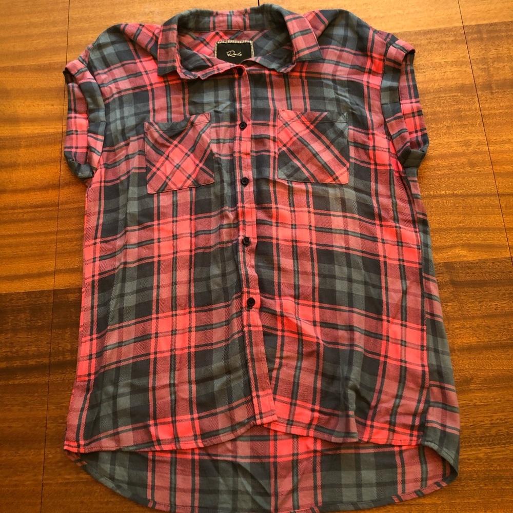 Rails Sleeveless Plaid Button Up Pink And Gray - image 2